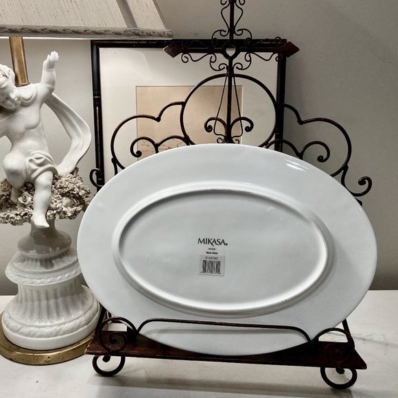 N22-NEW Mikasa Serving Platter Platinum & Cream "Naomi" Pattern - Picture 5 of 7